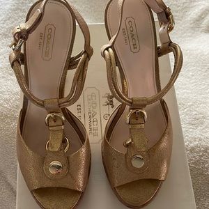 Coach Tammy Heels in Gold